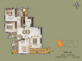 Type B3 3BHK Trinity Accord