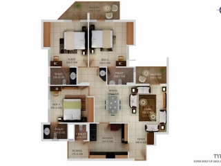 TYPE A 3BHK Trinity Periyar Winds 765x495