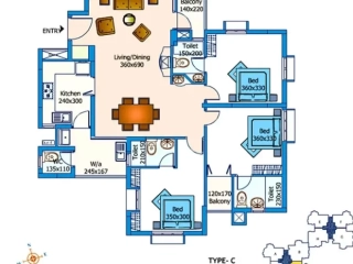 Type C 3 BHK Trinity High Grove 765x495