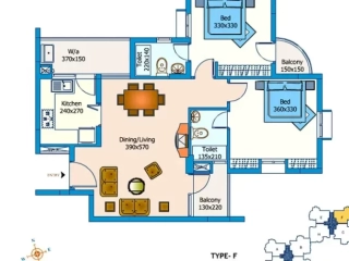 Type F 2 BHK Trinity High Grove 765x495