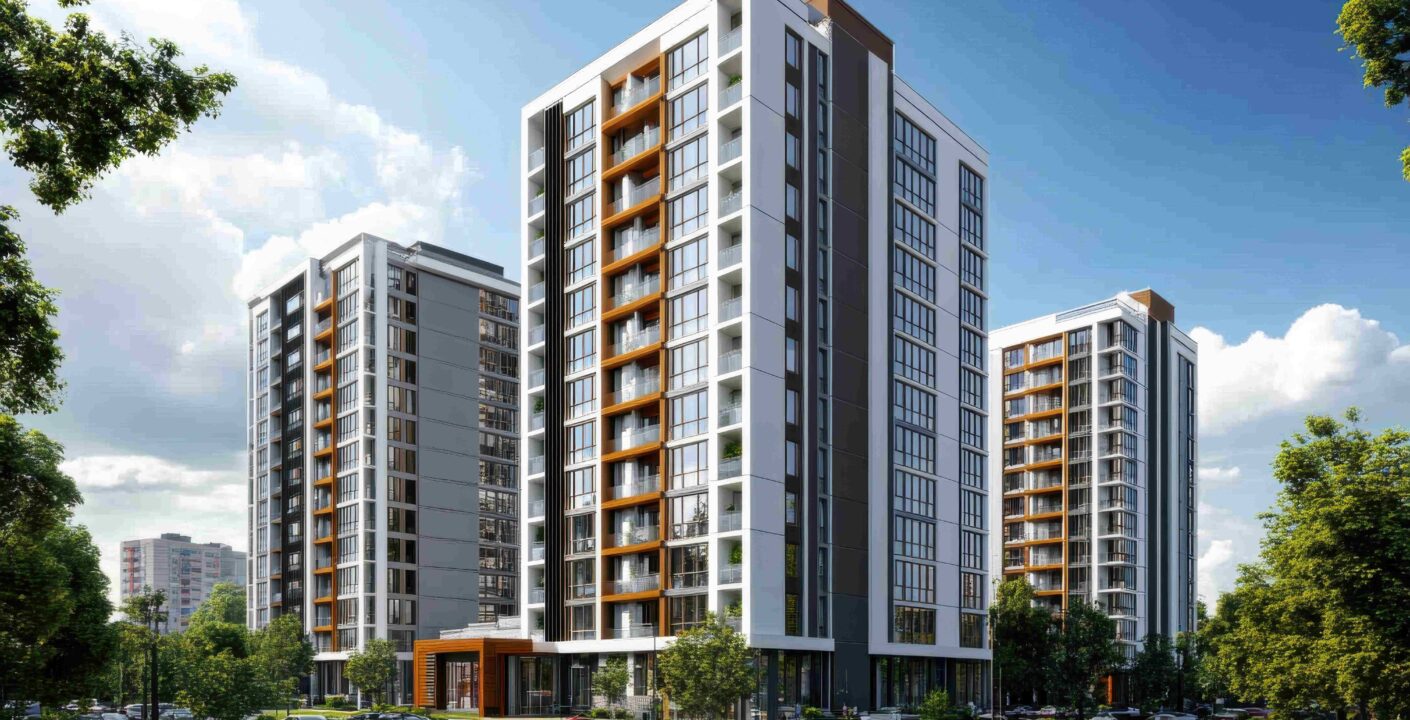 stunning contemporary residential complex showcasing modern architecture luxurious living spaces