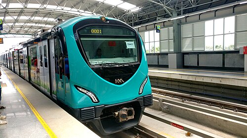 Kochi Metro train at Palarivattom Aug
